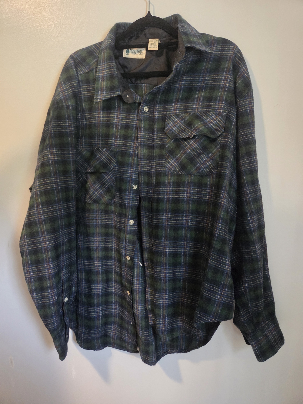 Men's Green & Navy Plaid Flannel Shirt